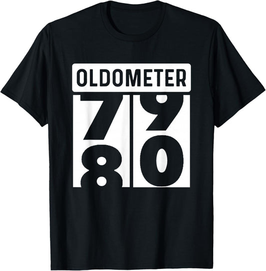 Classic Car Truck Tractor Auto Mechanic Collector Oldometer Odometer Funny 80th Birthday Gift 80 yrs Old Joke T-Shirt - T-Shirt | Black