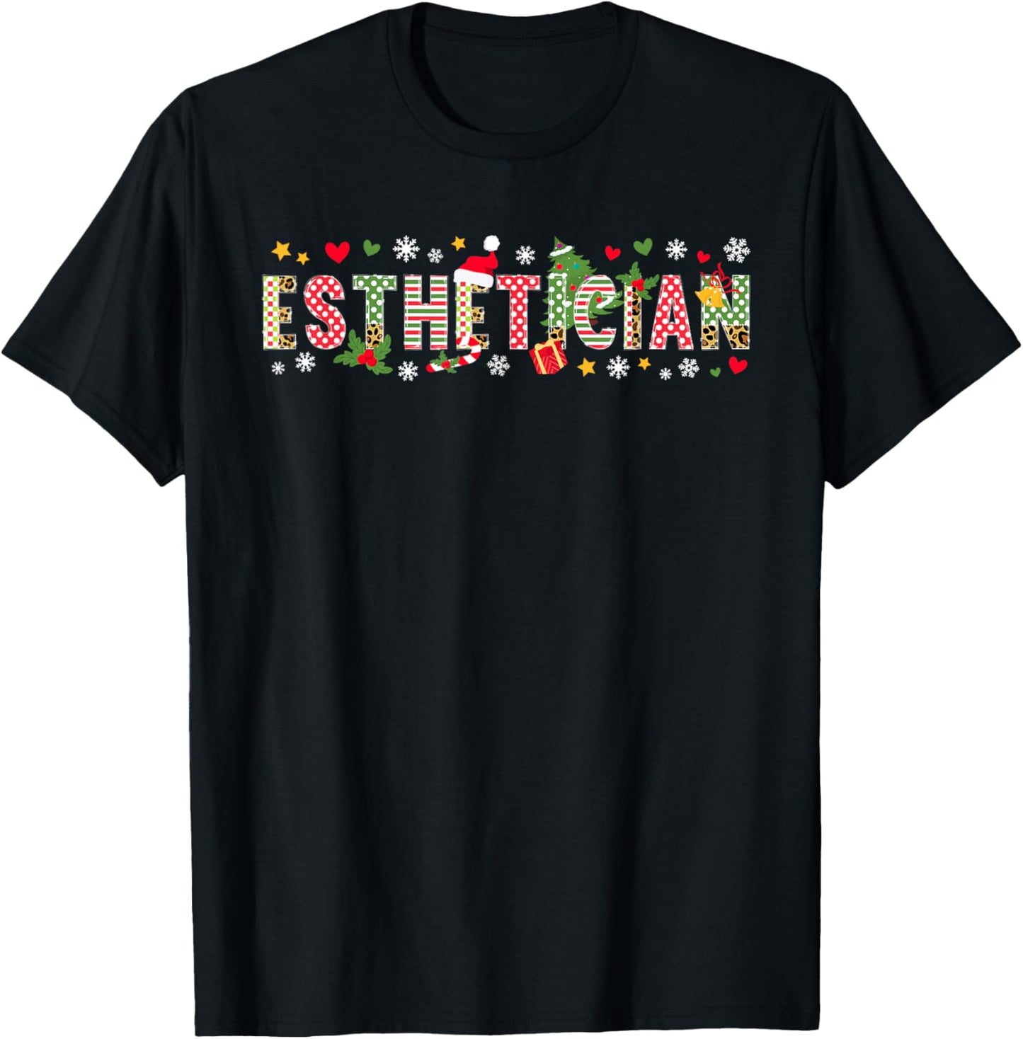 Esthetician Christmas Esthetics Xmas Party T-Shirt - T-Shirt | Black
