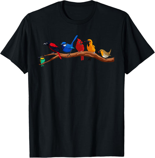 Cute Bird Art Women Nerd Birdwatcher Bird Watching T-Shirt - T-Shirt | Black