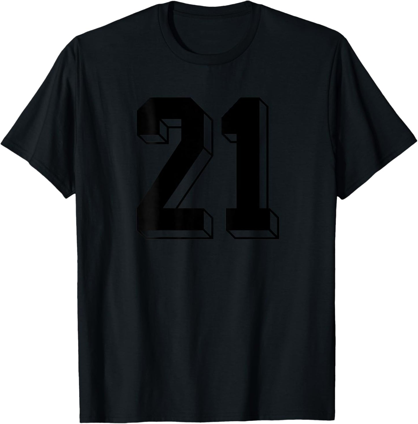 Number 21 BACKSIDE - Retro 80s 90s Team Jersey Numbered T-Shirt - T-Shirt | Black