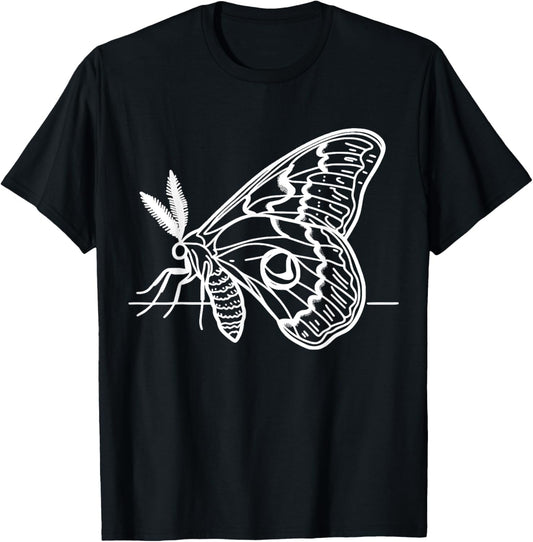 Line Art Entomologists Giant Silk Moth T-Shirt - T-Shirt | Black
