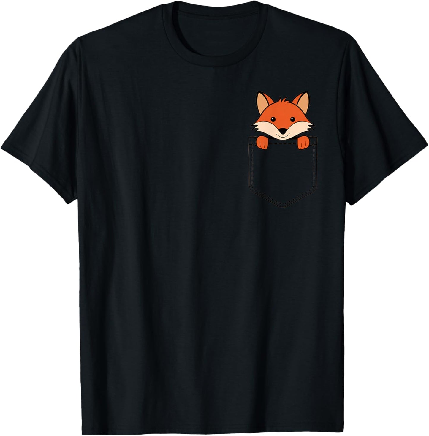 Boys Girls Toddler Cute Zoo Animal Baby Fox Peeking Pocket T-Shirt - T-Shirt | Black