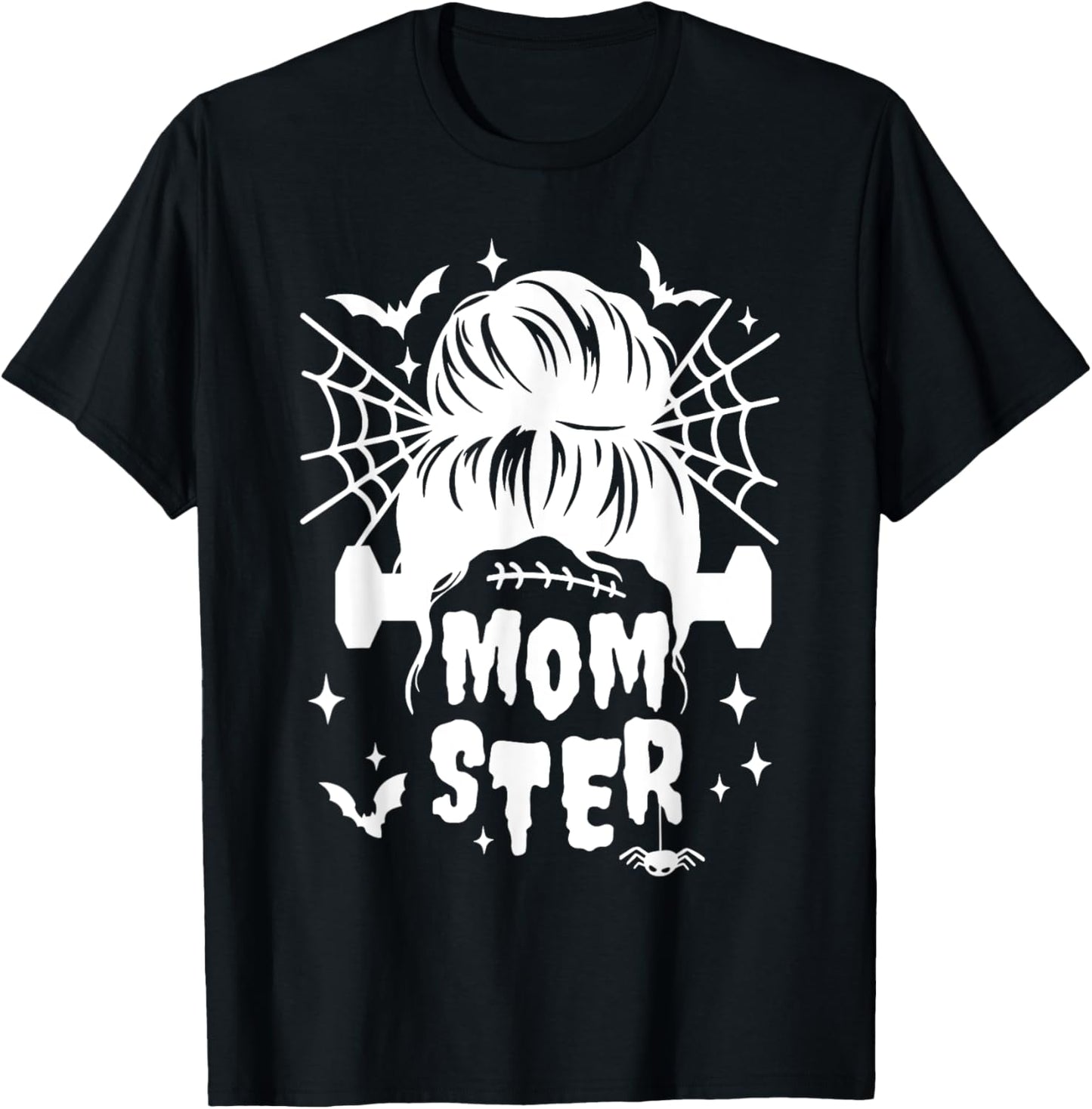Momster Halloween Mommy Mama Hair Bun /Family Matching Party T-Shirt - T-Shirt | Black