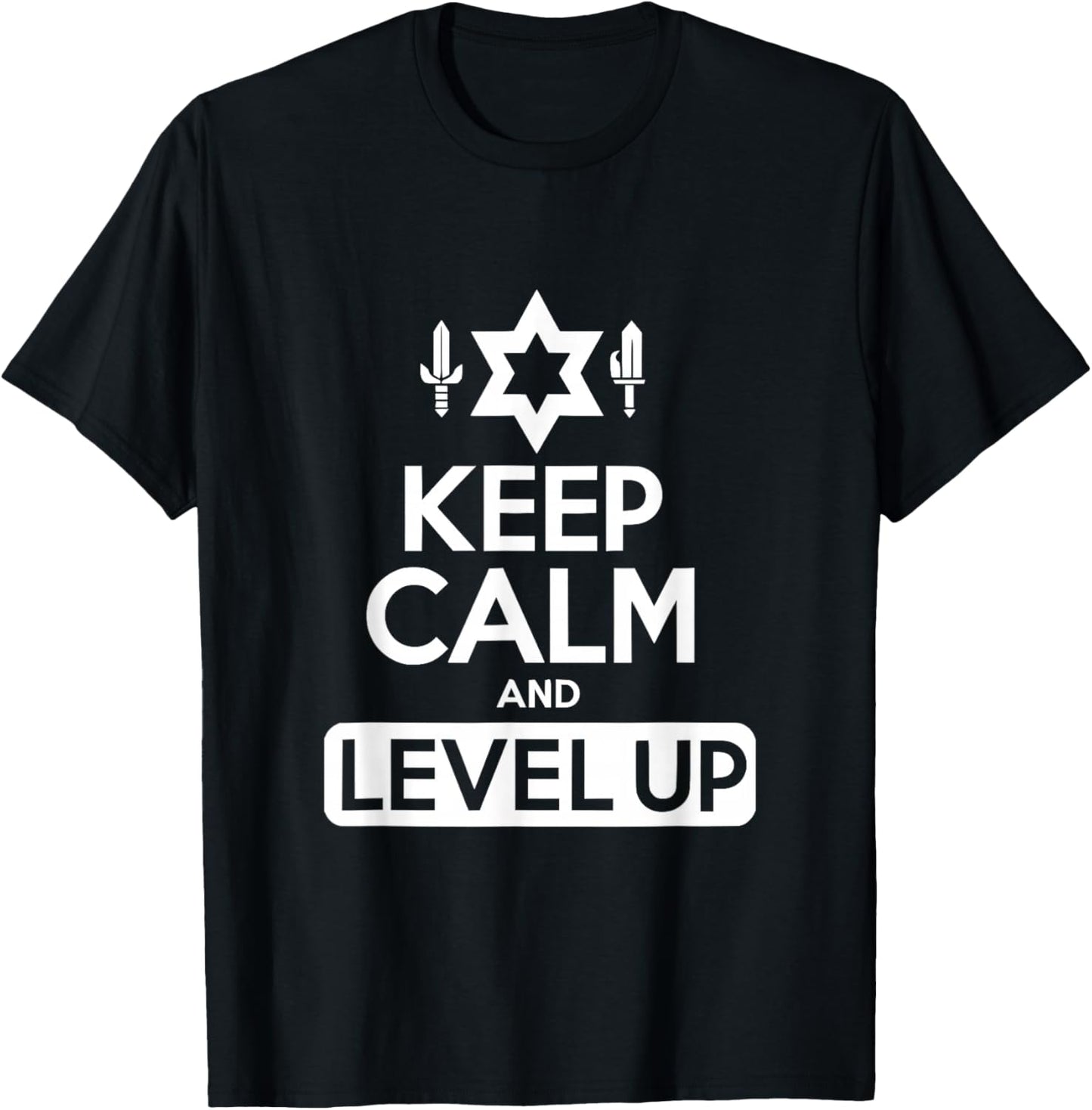 Keep Calm and Level Up Gamer Funny Quote T-Shirt - T-Shirt | Black