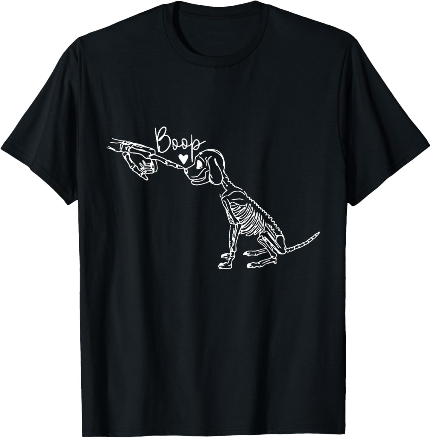 Retro Cute Skeleton Hand Boop Dog Funny Halloween T-Shirt - T-Shirt | Black