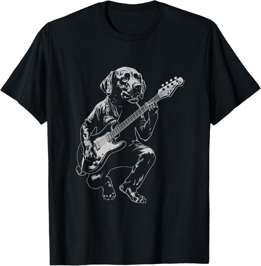Bass Guitar Funny Chocolate Labrador Music Lover Men Women T-Shirt - T-Shirt | Black