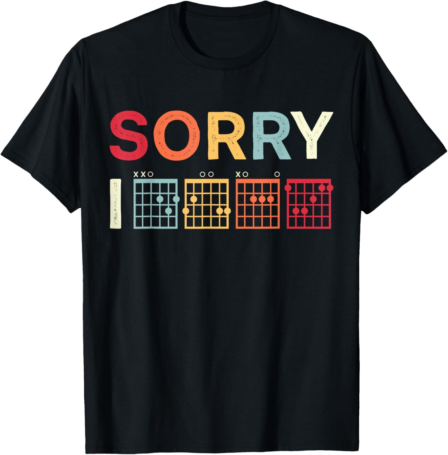 Funny Guitar Lovers Hidden Message Sorry I DGAF Guitar T-Shirt - T-Shirt | Black