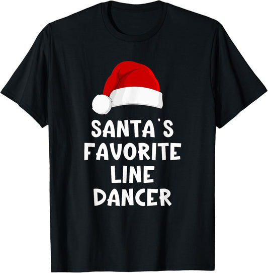 Christmas Santa's Favorite Line Dancer Funny Dancing Dance T-Shirt - T-Shirt | Black