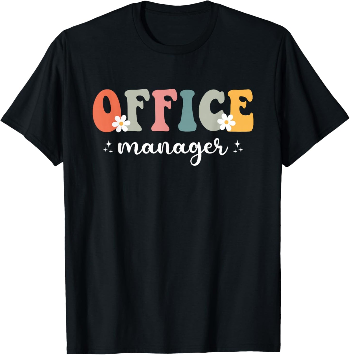 Office Manager Appreciation Retro Groovy Men T-Shirt - T-Shirt | Black