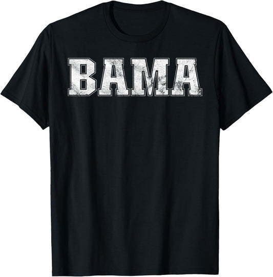 Alabama - Bama White AL State Graphic Vintage Sports Lover T-Shirt - T-Shirt | Black