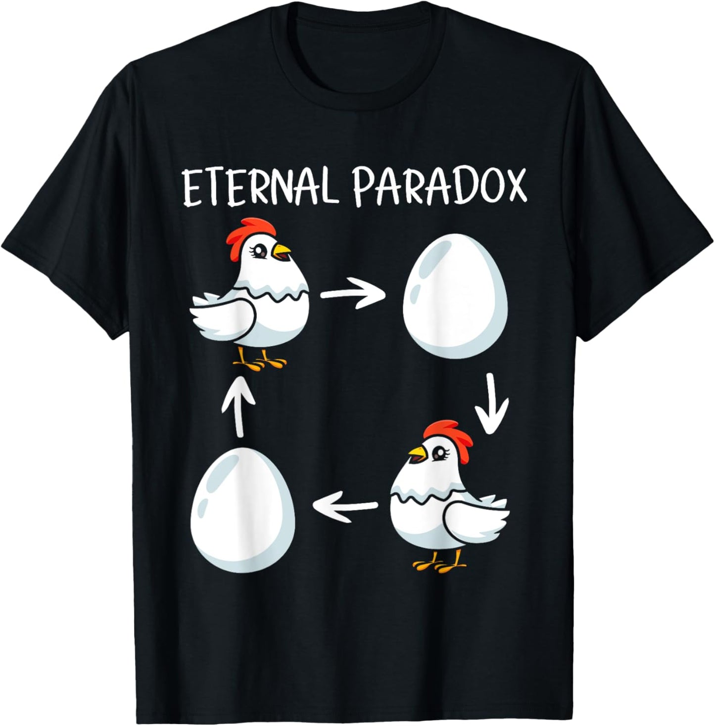Eternal Paradox Chicken or Egg Which Came First Funny T-Shirt - T-Shirt | Black