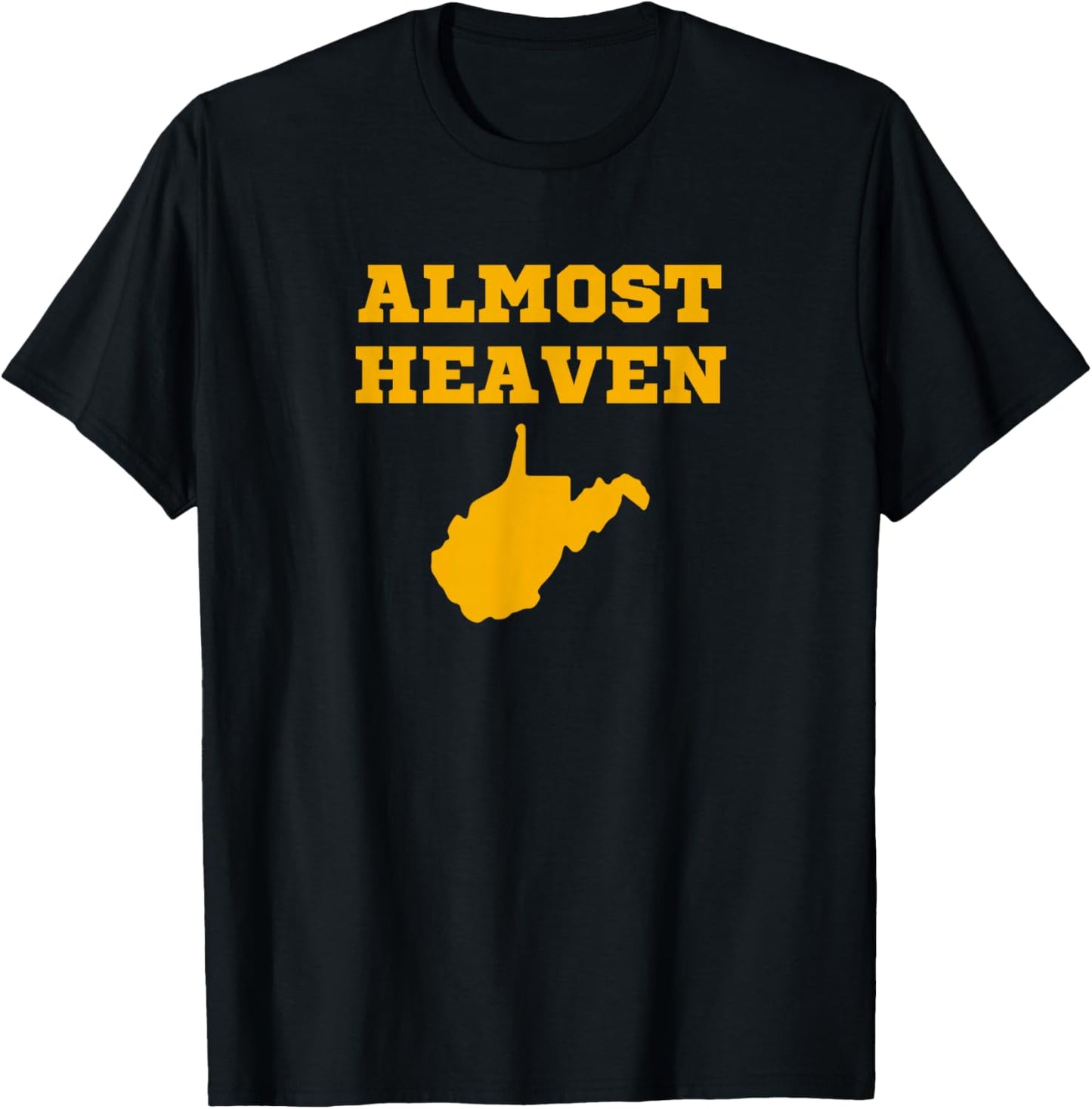 West Virginia Almost Heaven Adults Kids Blue Modern Letter Print Short Sleeve T-Shirt - T-Shirt | Black