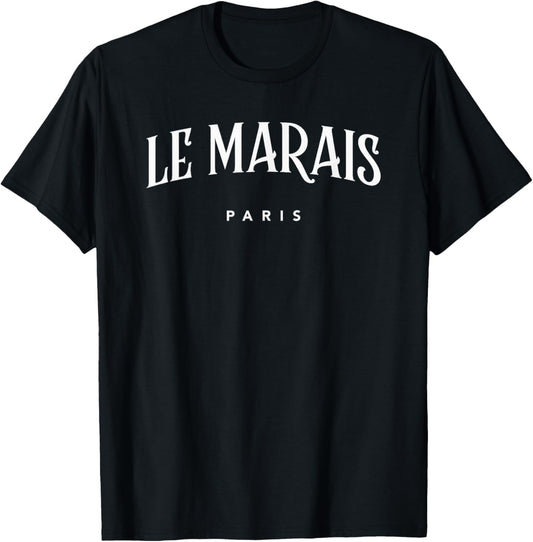 Le Marais Paris Classic Lettering T-Shirt - T-Shirt | Black