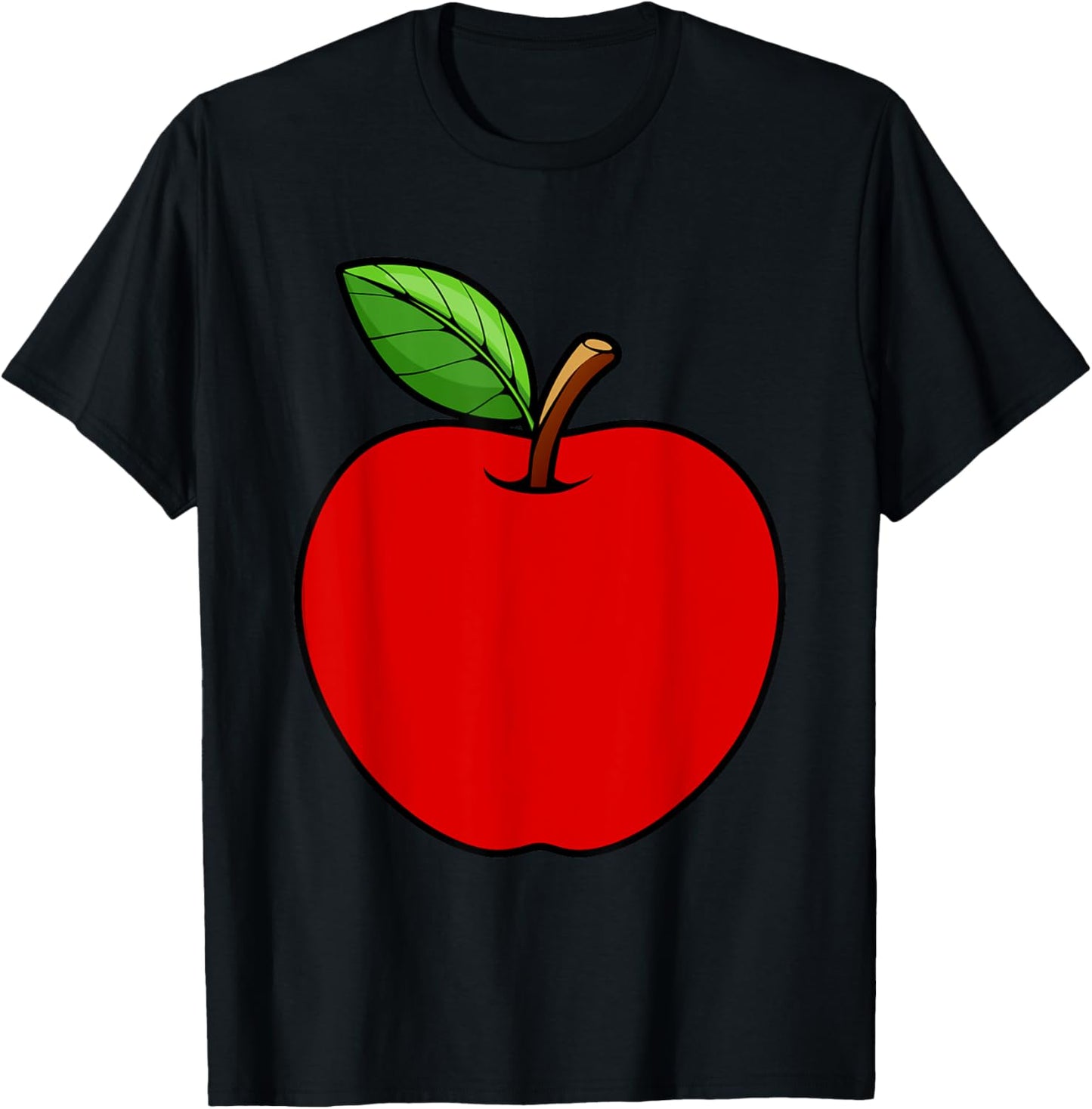 Cute Red Apple Design Women Kids Adult Apple Fruit T-Shirt - T-Shirt | Black