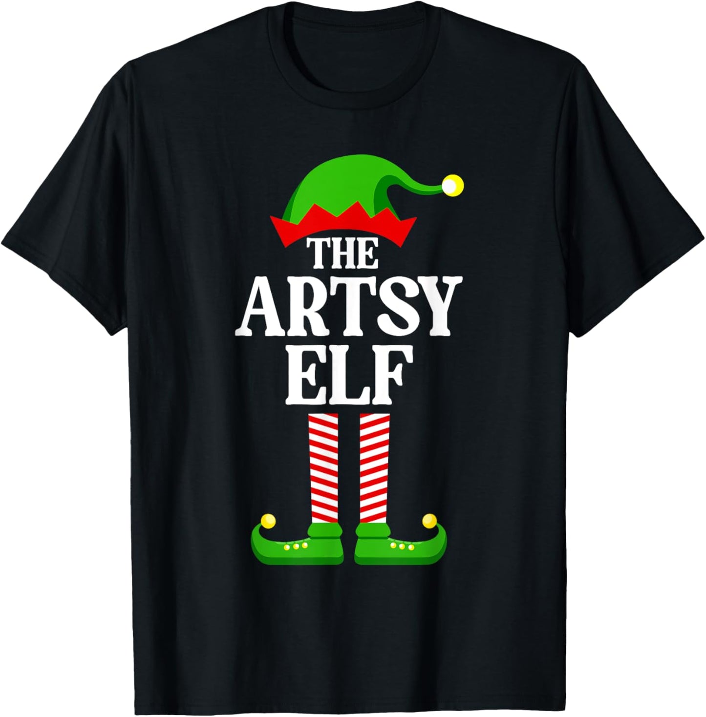 Artsy Elf Family Matching Group Funny Christmas T-Shirt - T-Shirt | Black