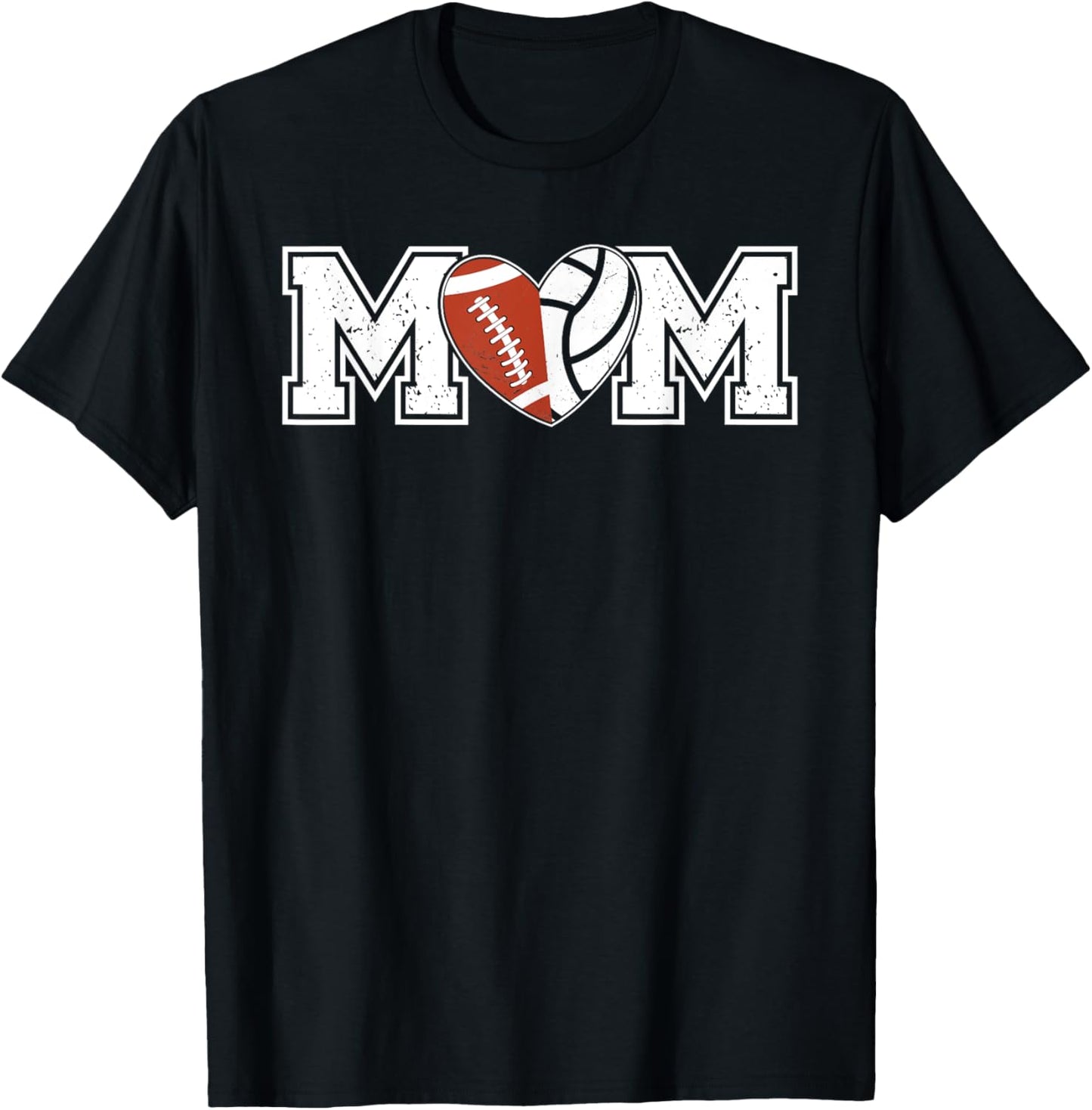 Volleyball Football Mom Of Football Volleyball Player T-Shirt - T-Shirt | Black