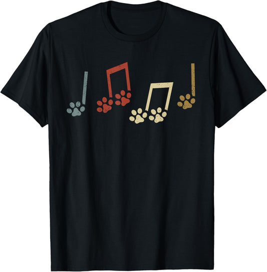 Dog Music Note Music Teacher Funny Country Music Dog Owner T-Shirt - T-Shirt | Black
