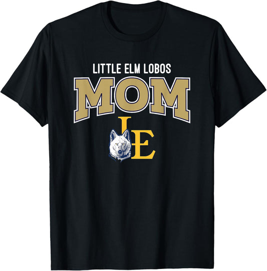 Little Elm Lobos Logo Mom HS T-Shirt - T-Shirt | Black