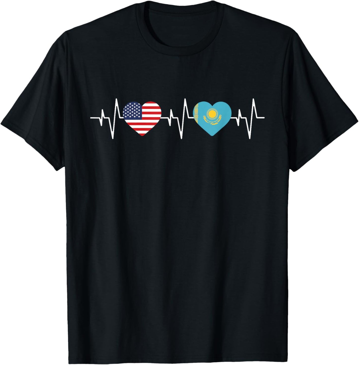 Kazakh heritage USA Kazakhstan American Flag Kazakh Flag T-Shirt - T-Shirt | Black