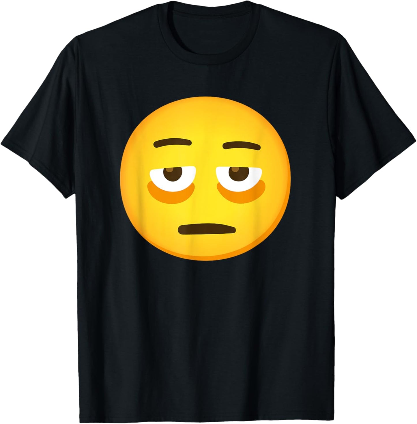 Emoticon Face with Bags Under Eyes T-Shirt - T-Shirt | Black