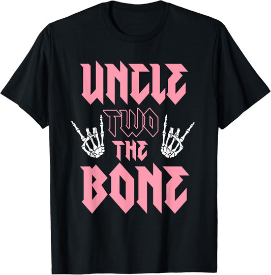 Uncle Two the Bone Birthday 2 Years Old Birthday Girl T-Shirt - T-Shirt | Black