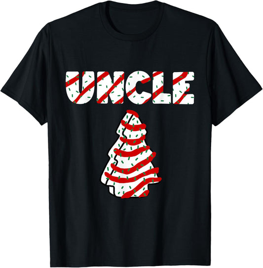 Christmas Tree Cake Matching Family Party Pajama Uncle T-Shirt - T-Shirt | Black