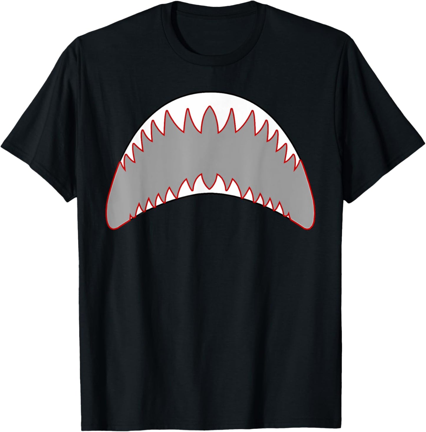 Shark Mouth Jaw Lazy Easy Costume For Halloween Party T-Shirt - T-Shirt | Black
