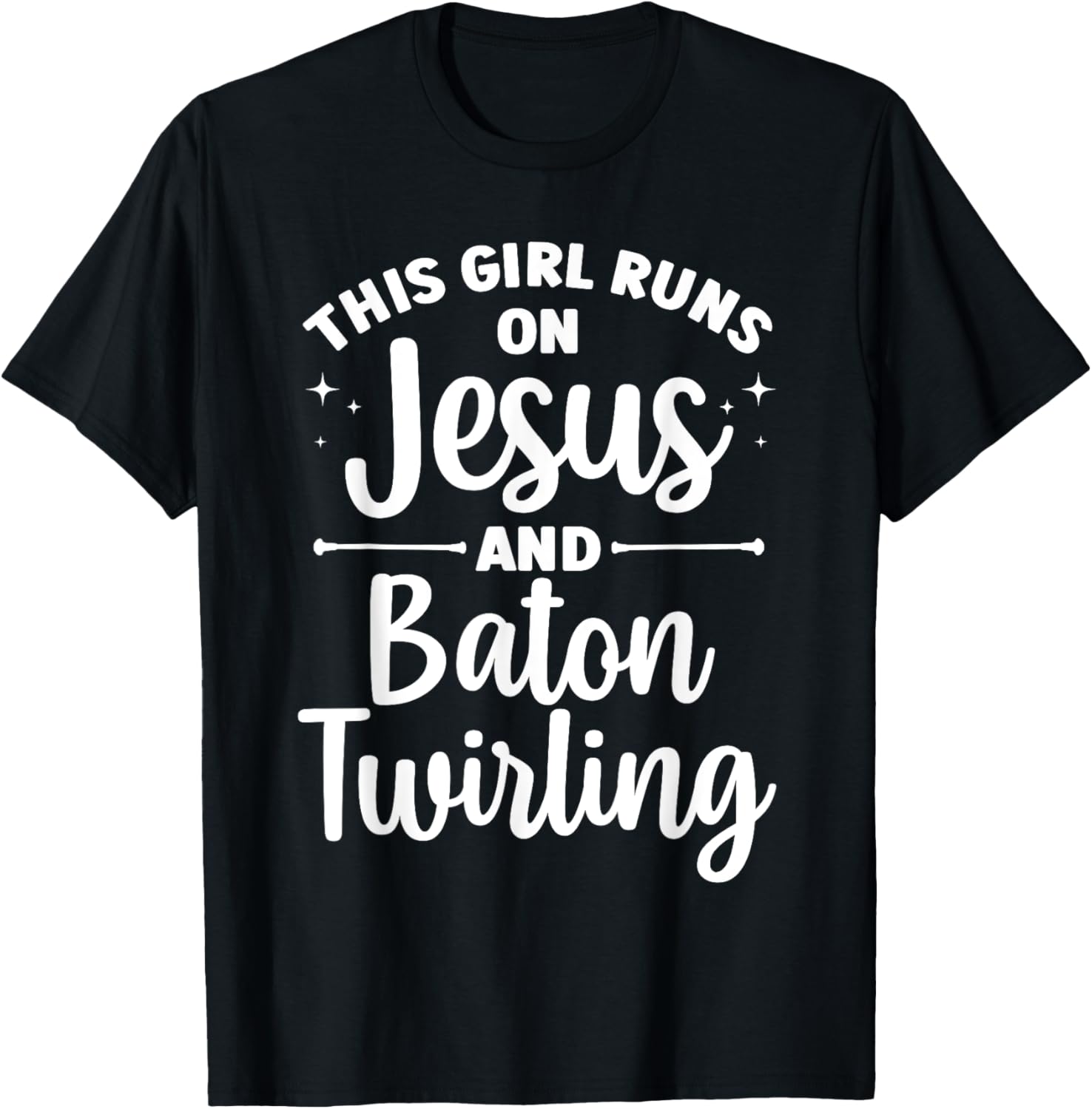 Baton Twirling Art Girls Color Guard Baton Twirler T-Shirt - T-Shirt | Black