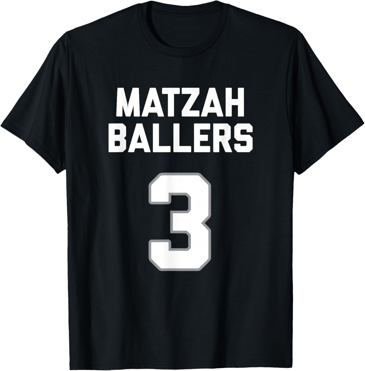 Matzah Baller 3 Funny Jewish Matzo Ball Pun Basketball Team T-Shirt - T-Shirt | Black