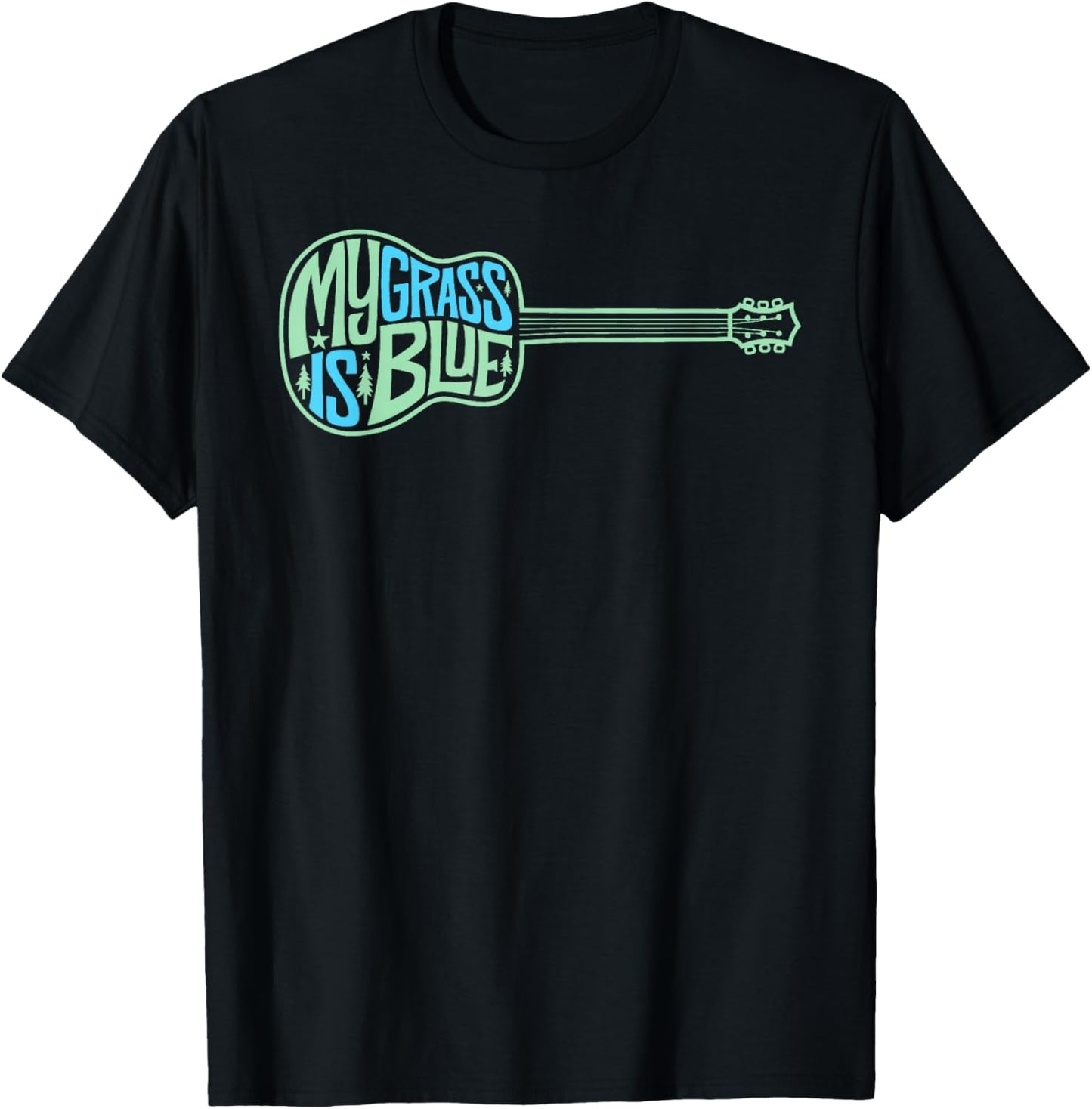 My Grass Is Blue Acoustic Guitar Bluegrass Music T-Shirt - T-Shirt | Black