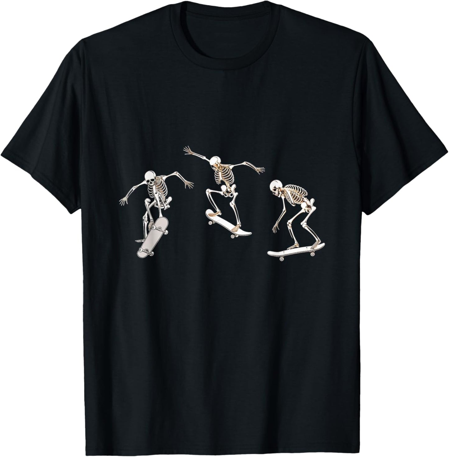 Skateboarding Skeleton Skater Bones Tricks T-Shirt - T-Shirt | Black