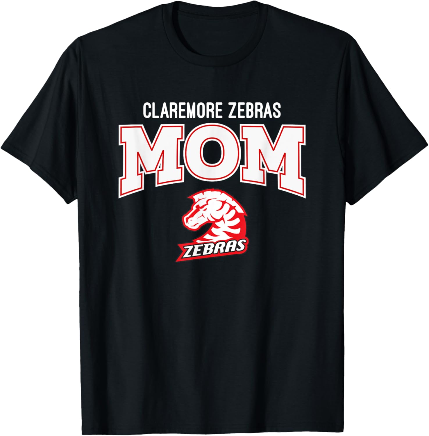 Claremore Zebras Logo Mom HS T-Shirt - T-Shirt | Black