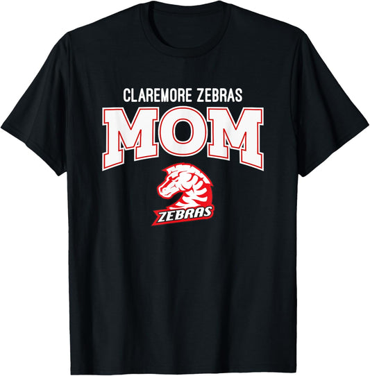 Claremore Zebras Logo Mom HS T-Shirt - T-Shirt | Black