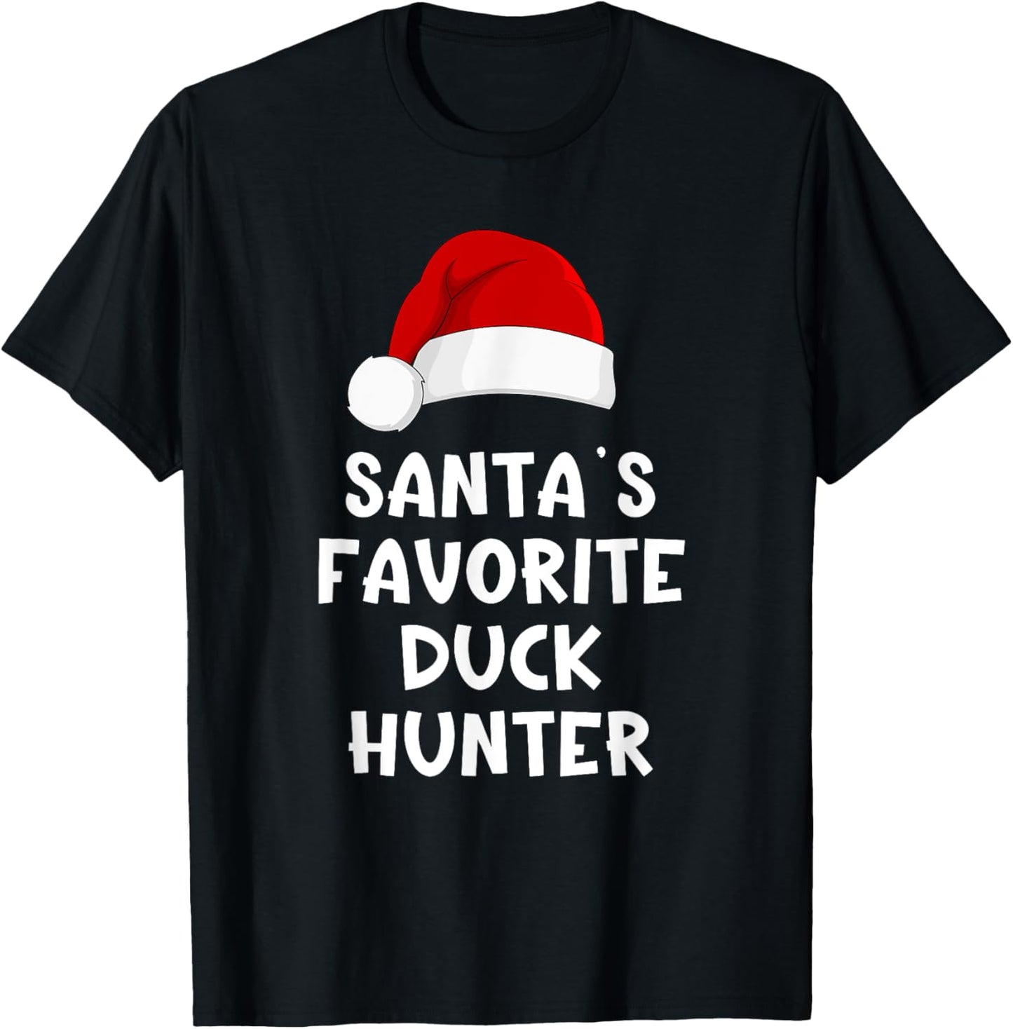Christmas Santa's Favorite Duck Hunter Funny Pajama Hunting T-Shirt - T-Shirt | Black