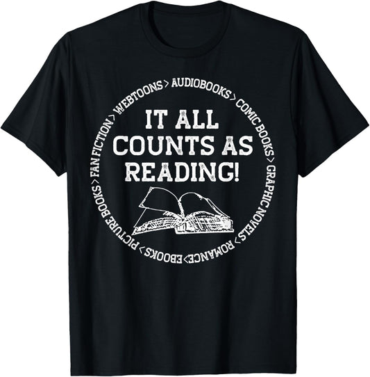 It All Counts As Reading T-Shirt - T-Shirt | Black