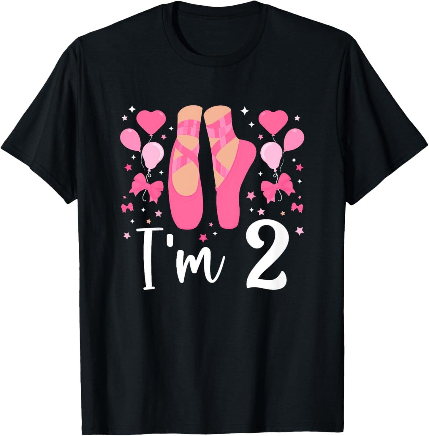 Kids 2nd Birthday Party Ballet Girl Two Year Old Ballerina T-Shirt - T-Shirt | Black