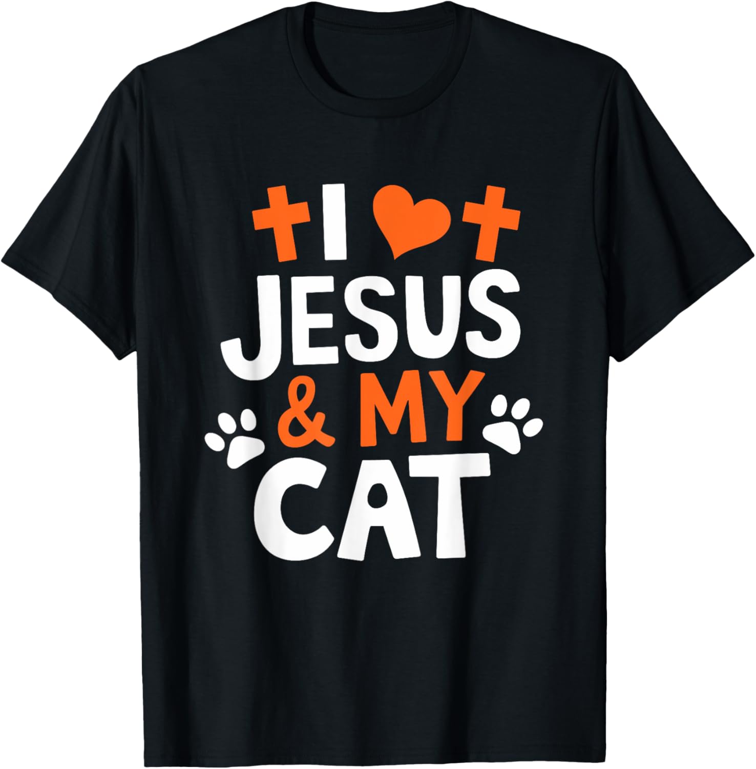 I love Jesus and my cat, Christian God Believer Christianity T-Shirt - T-Shirt | Black