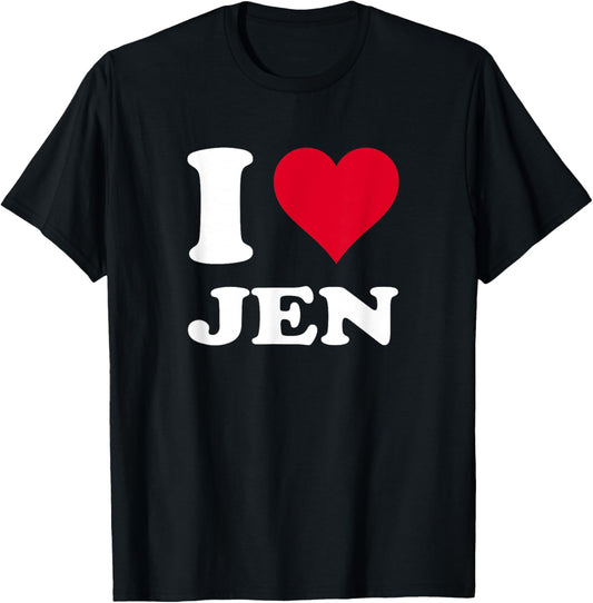 Red Heart I Love Jen T-Shirt - T-Shirt | Black