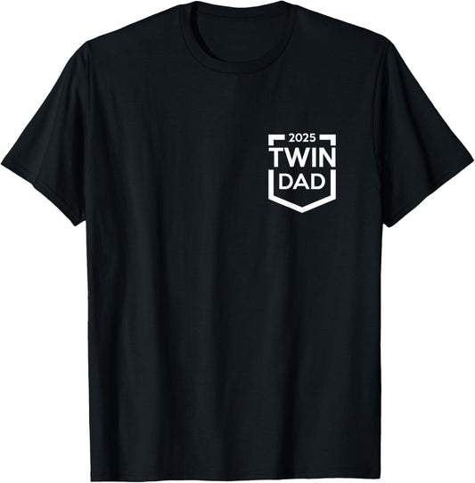 Twin Dad Est 2025 New Father Daddy T-Shirt - T-Shirt | Black