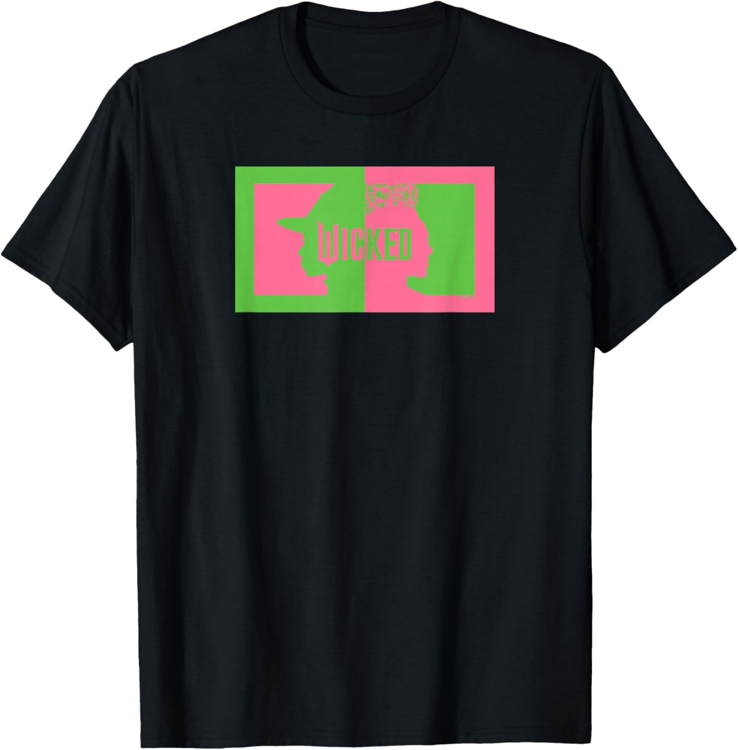 Wicked Elphaba & Glinda Silhouettes -Kids Black Cotton 100% Classic Fit Crew Collar Short Sleeve T-Shirt - T-Shirt | Black