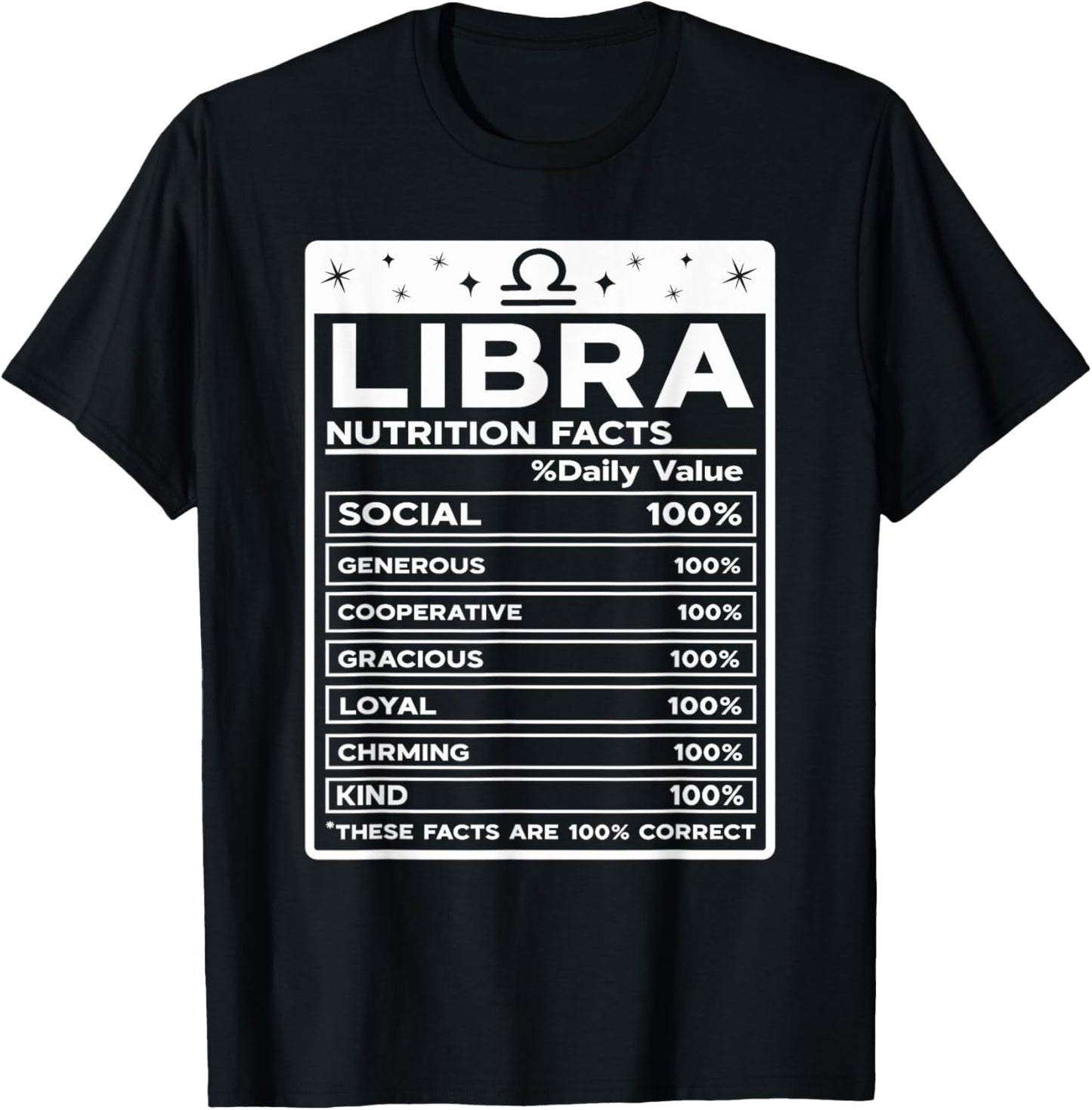 Libra Nutritional Style Zodiac Design, Libra T-Shirt - T-Shirt | Black
