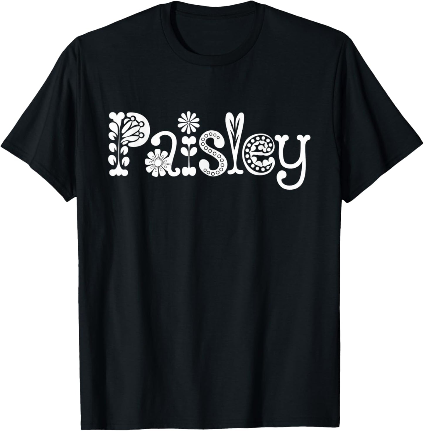 Paisley Name Custom Flower Personalized Botanical Women Girl T-Shirt - T-Shirt | Black