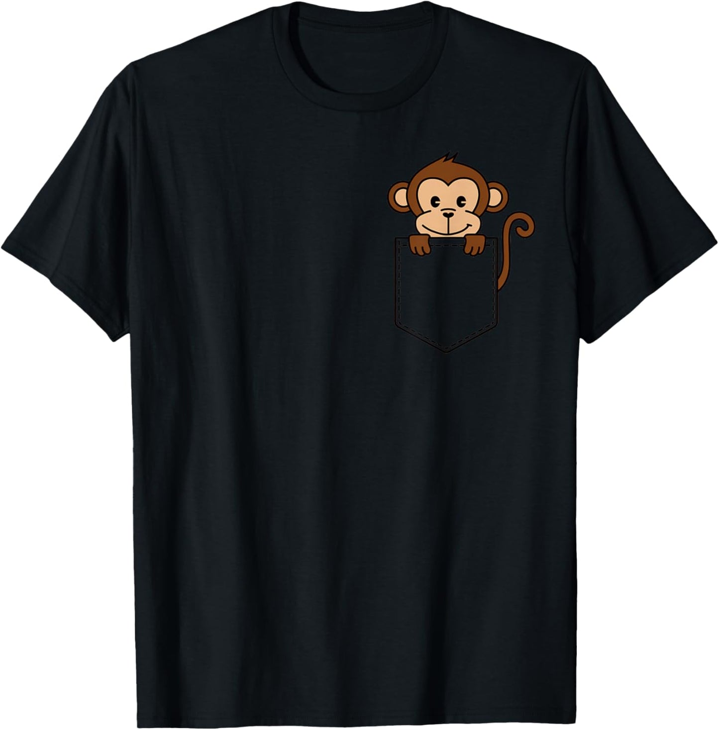 Boys Girls Toddler Cute Zoo Animal Monkey in Pocket Kids T-Shirt - T-Shirt | Black