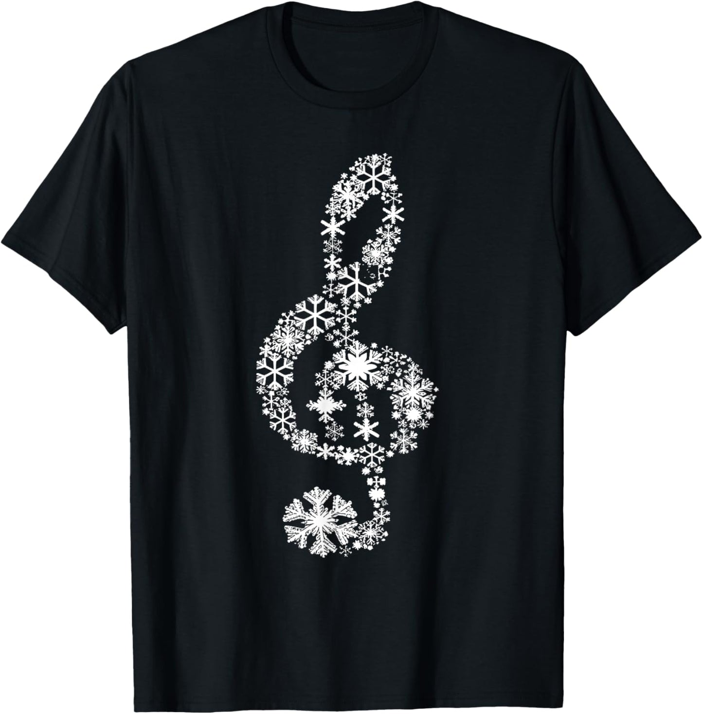Winter Melody Snowflakes Treble Clef Music Notes Men Women T-Shirt - T-Shirt | Black