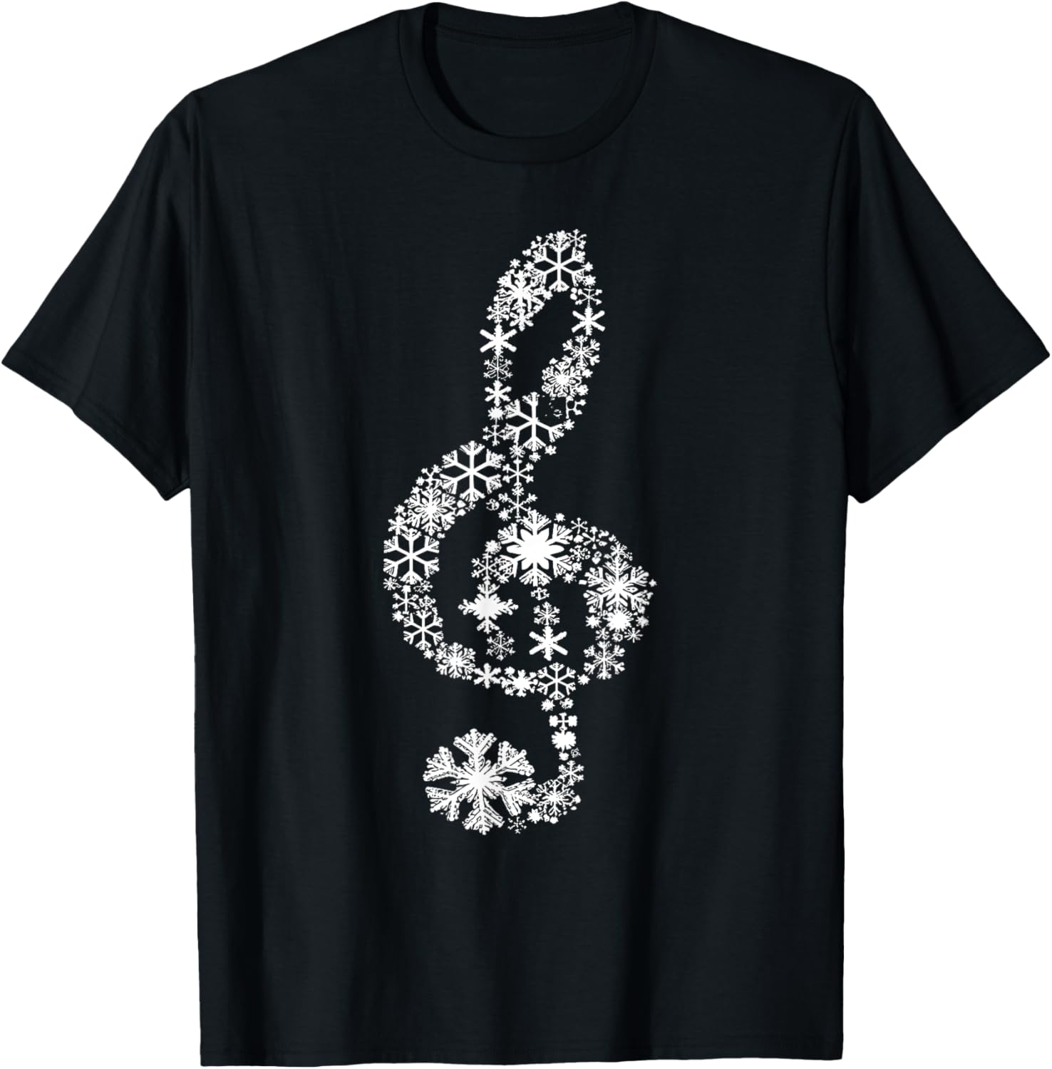 Winter Melody Snowflakes Treble Clef Music Notes Men Women T-Shirt - T-Shirt | Black