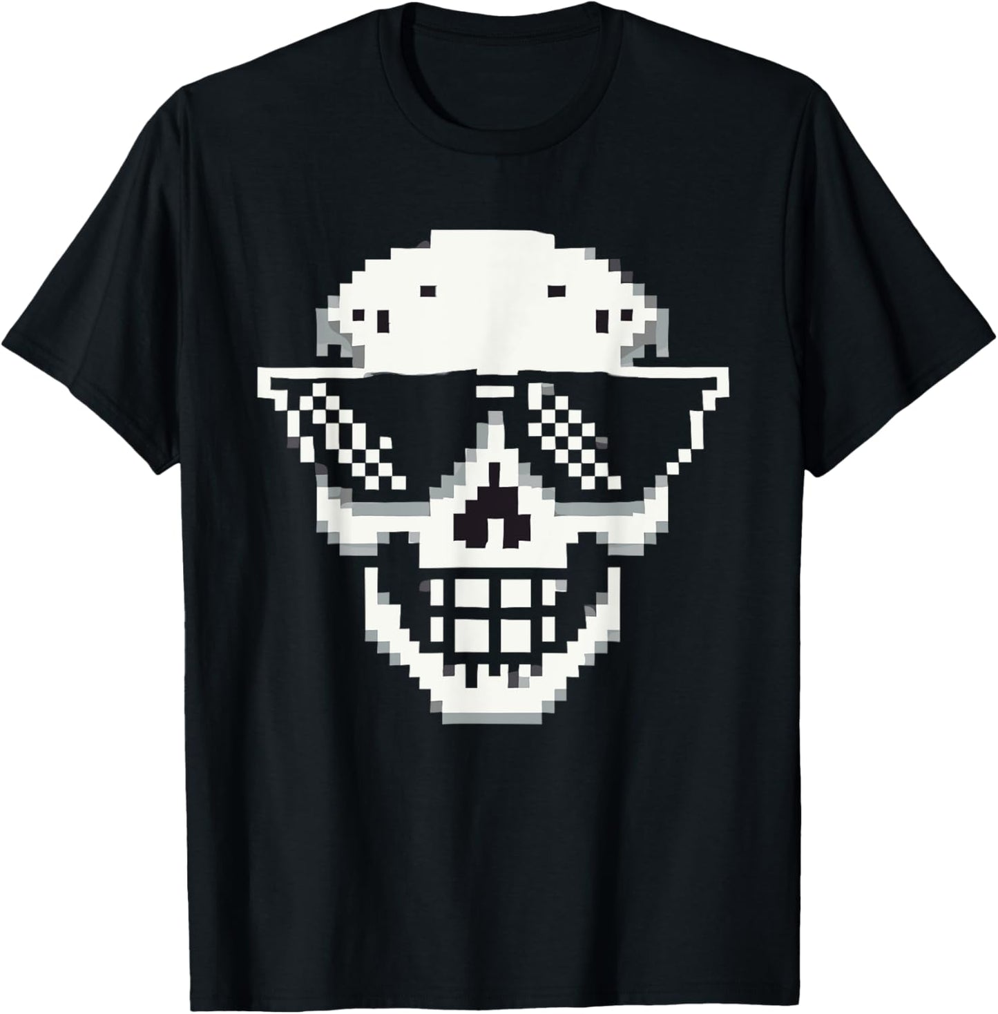 Pixel Cool Skull With Sunglasses Style T-Shirt - T-Shirt | Black
