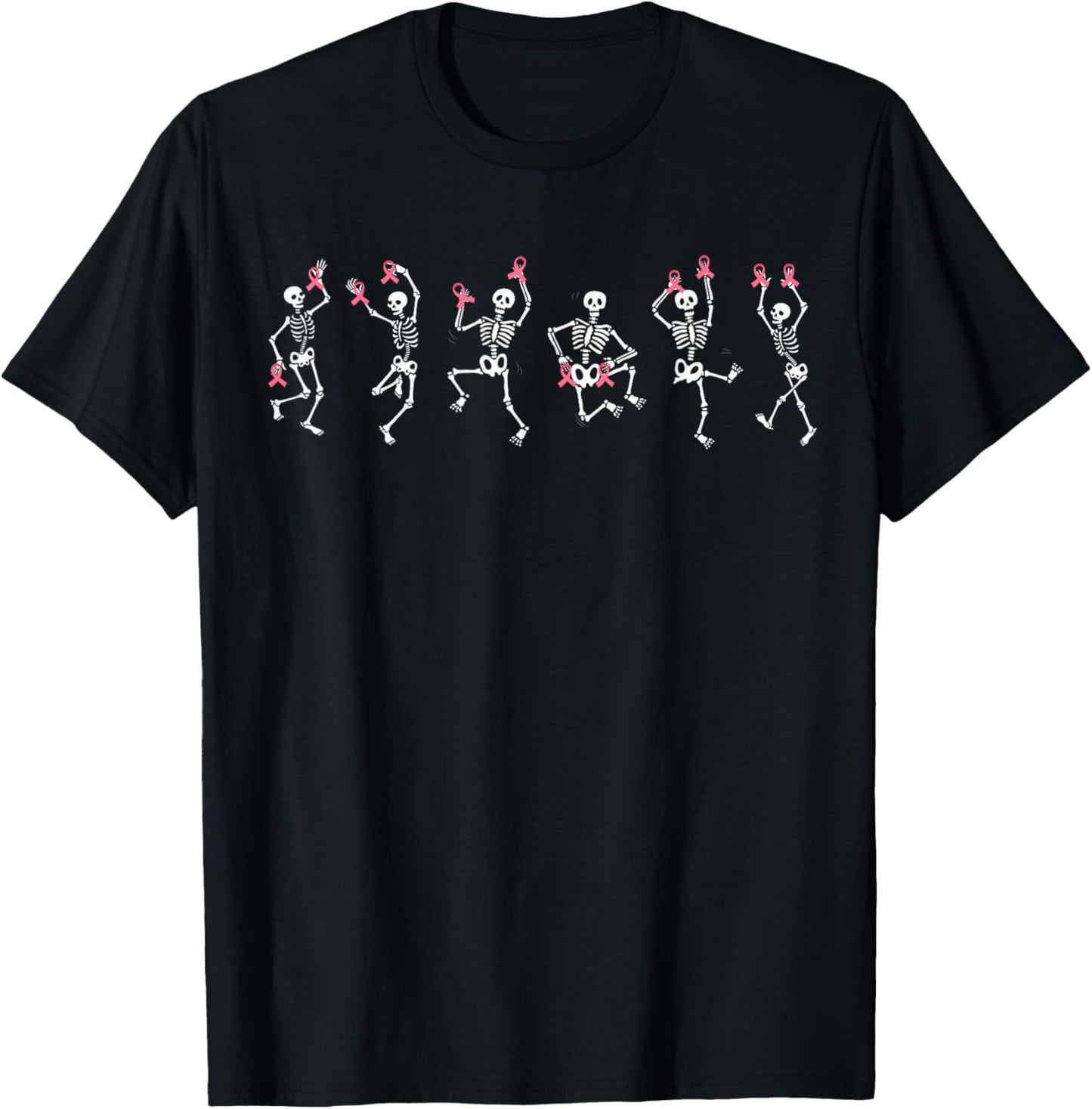 Skeleton Pink Ribbon Breast Cancer Men Kids T-Shirt - T-Shirt | Black
