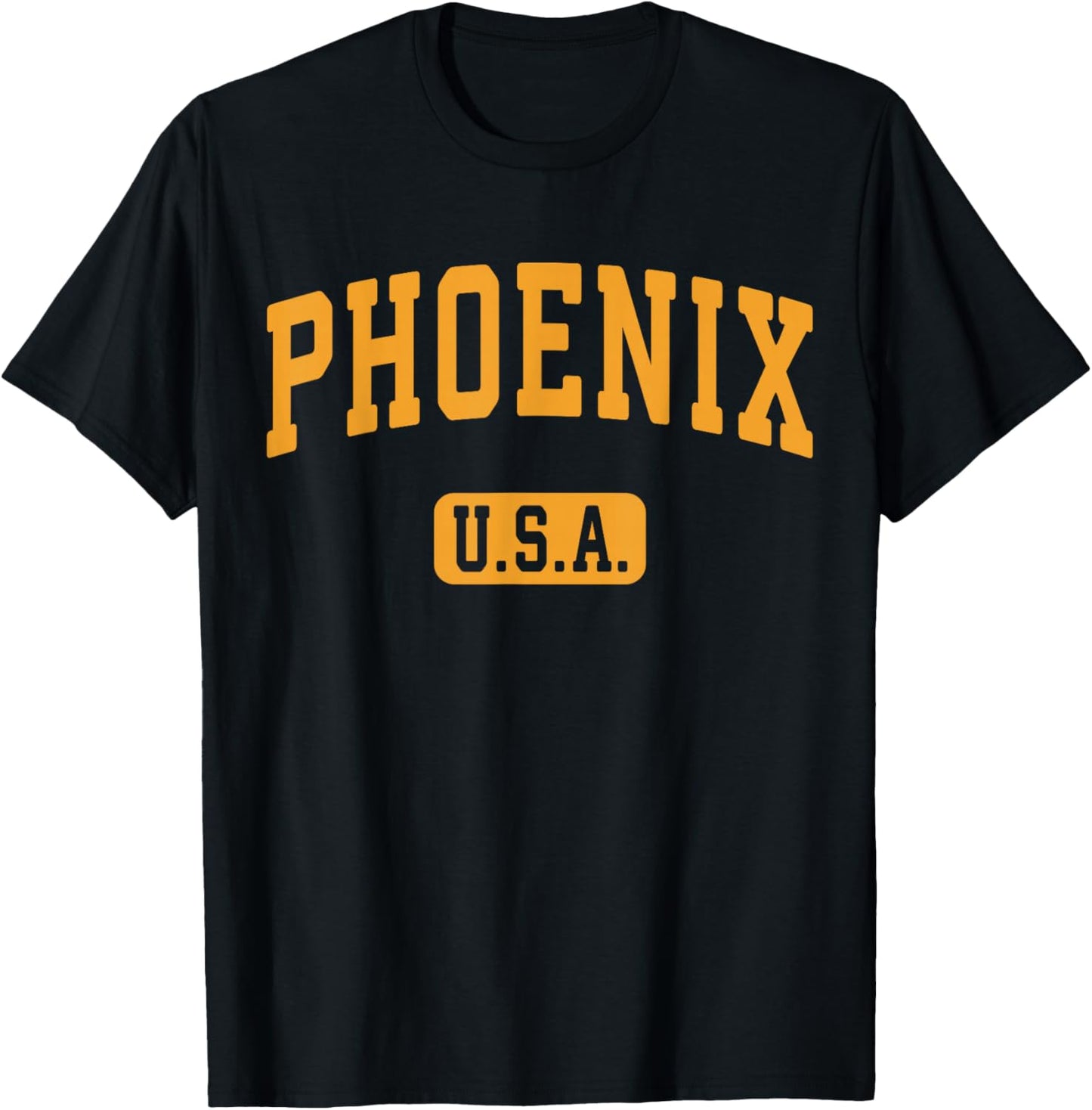 Phoenix AZ USA Athletic Text Sunset Yellow Font T-Shirt - T-Shirt | Black