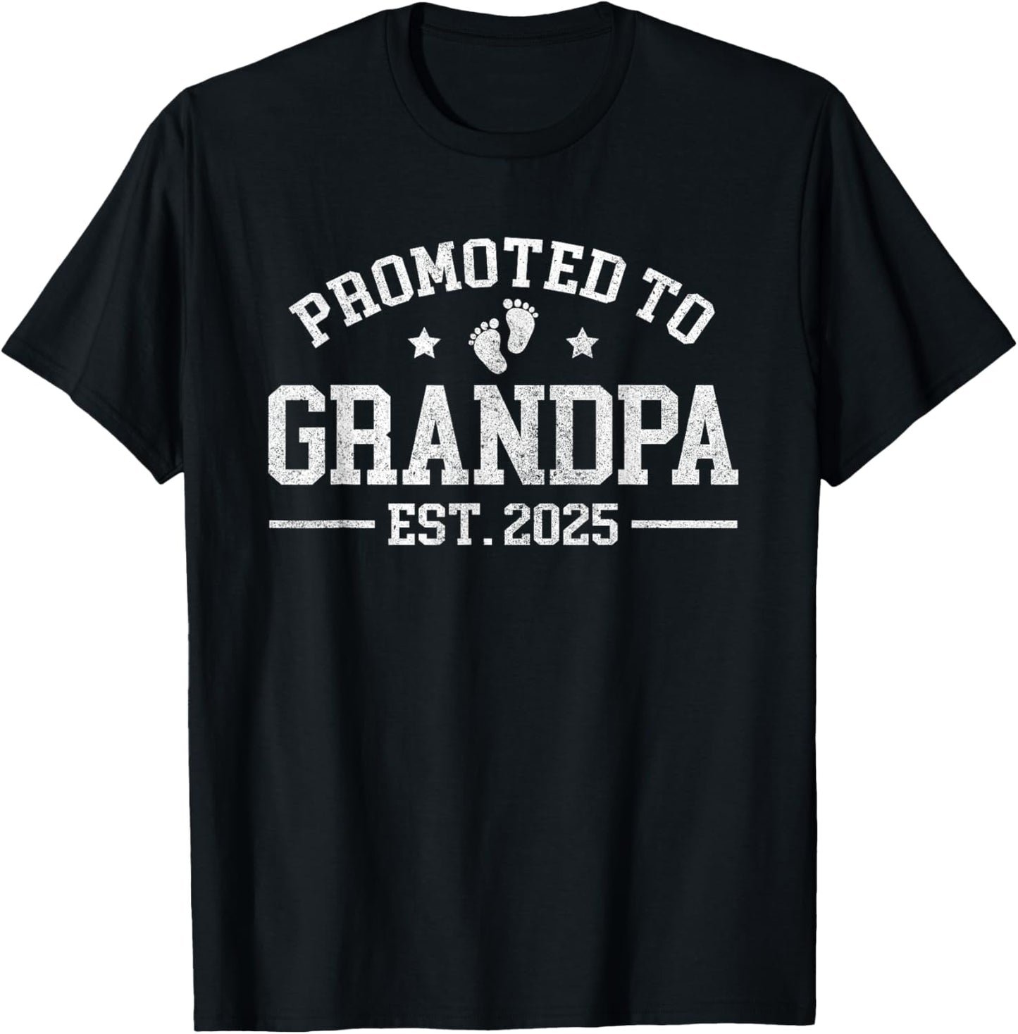 Promoted to Grandpa est. 2025 Grandparents Baby Announcement T-Shirt - T-Shirt | Black
