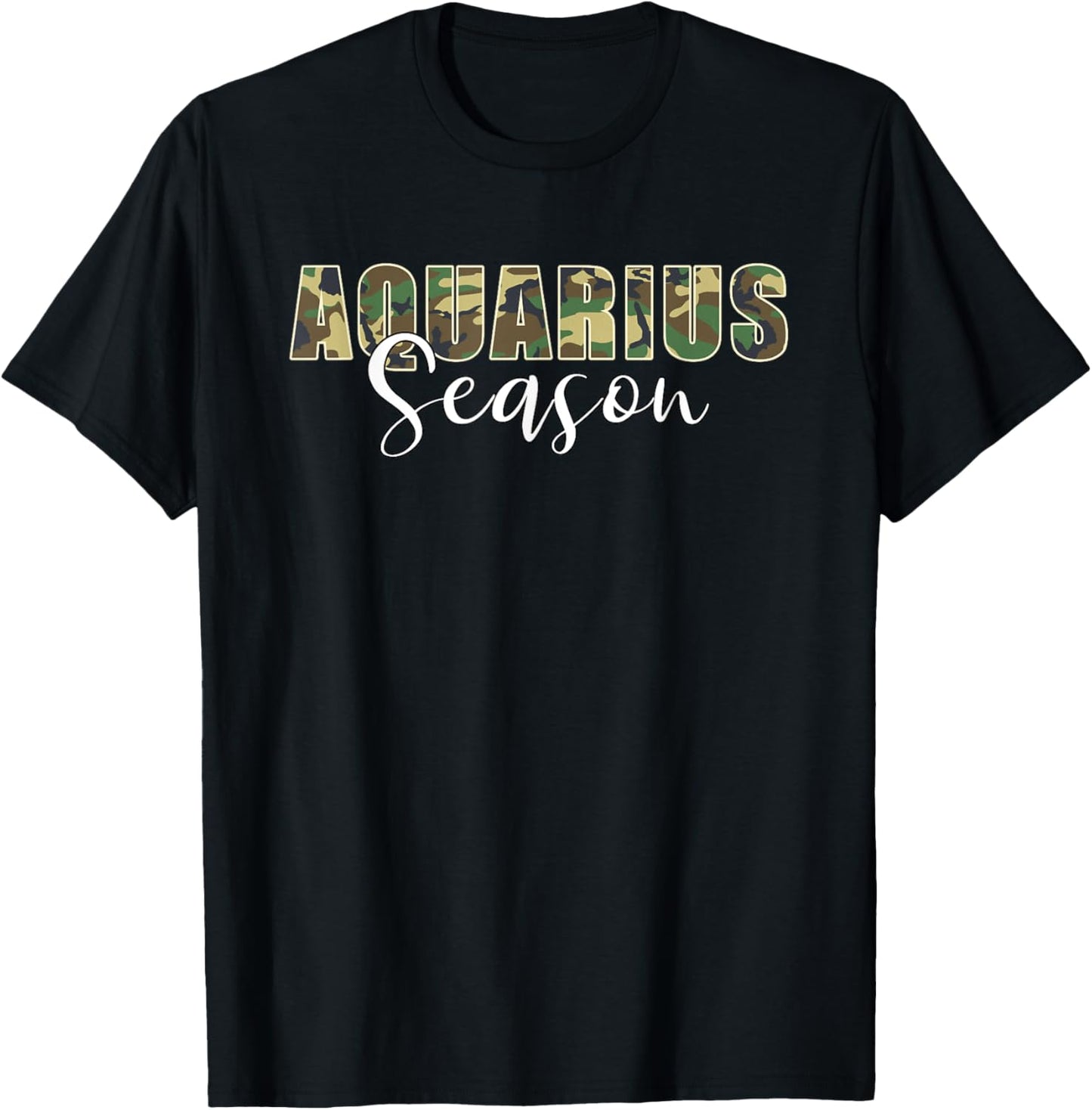 Aquarius Season Zodiac Birthday Camo Black Woman T-Shirt - T-Shirt | Black